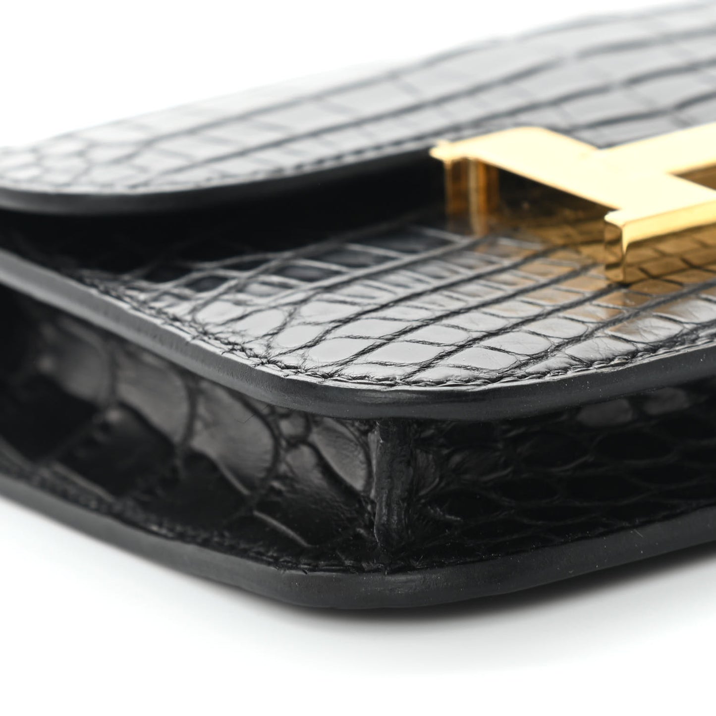 Matte Alligator Constance Slim Wallet Black