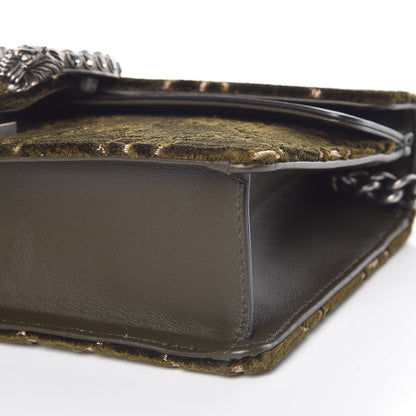 Gucci Velvet Moon Calfskin Crystal GG Monogram Small Dionysus Shoulder Bag Dark Olive Rose Gold 9 of 11
