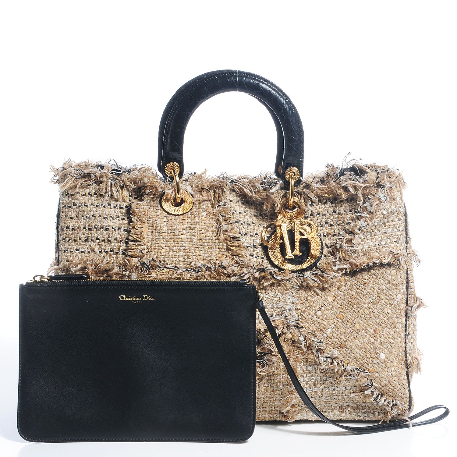 Christian Dior Tweed Patchwork Crocodile Large Diorissimo 5 of 8