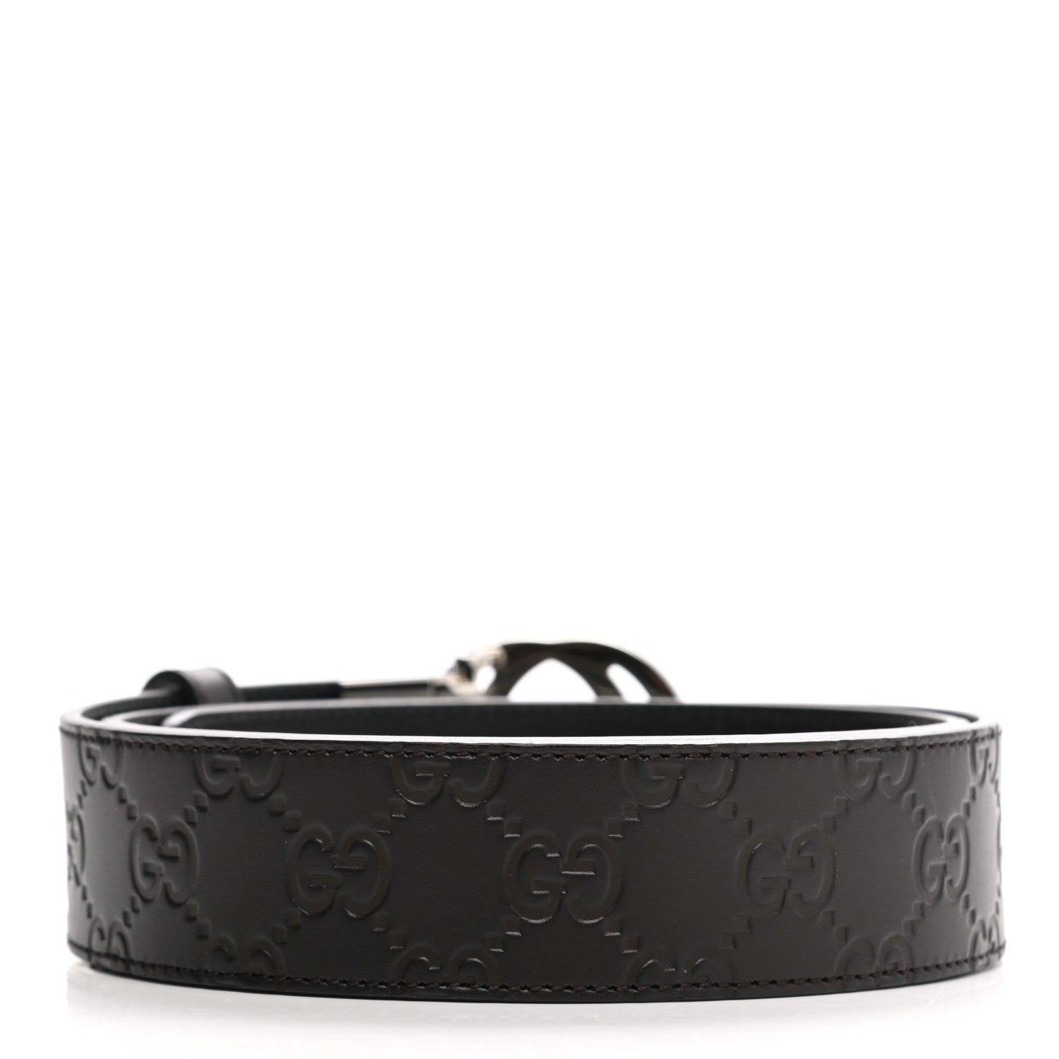 Gucci Guccissima Signature Interlocking G Reversible 37mm Belt 85 34 Black Cocoa 2 of 6