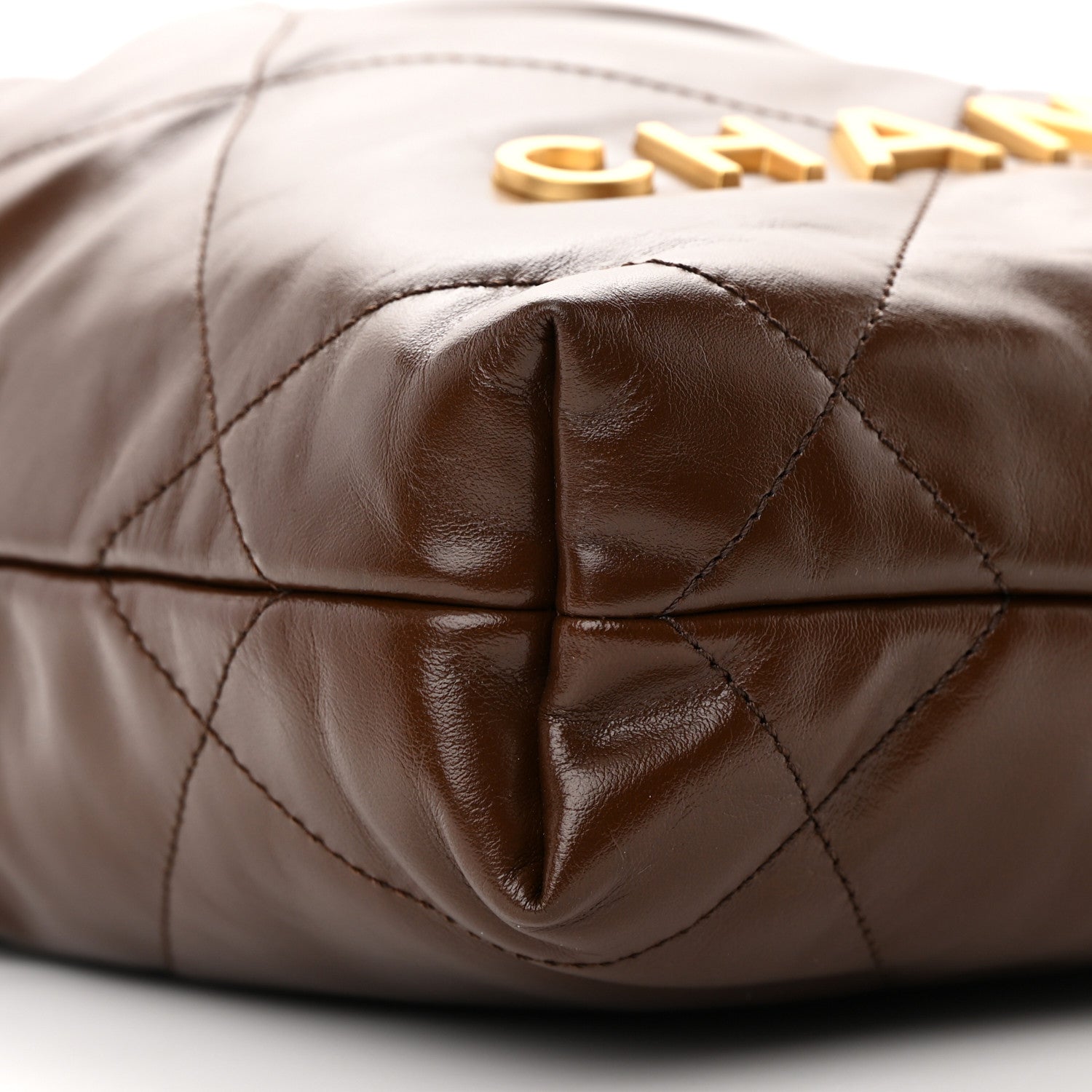 Chanel Shiny Calfskin Quilted Mini Chanel 22 Brown 1319386