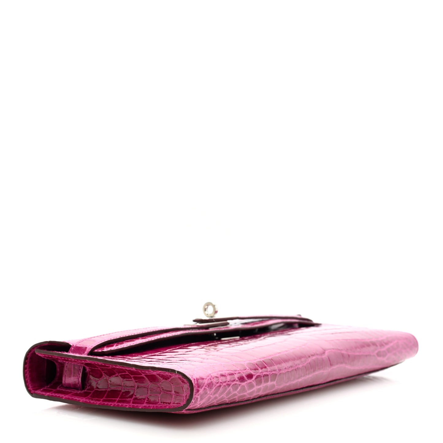 Shiny Niloticus Crocodile Kelly Cut Pochette Rose Scheherazade