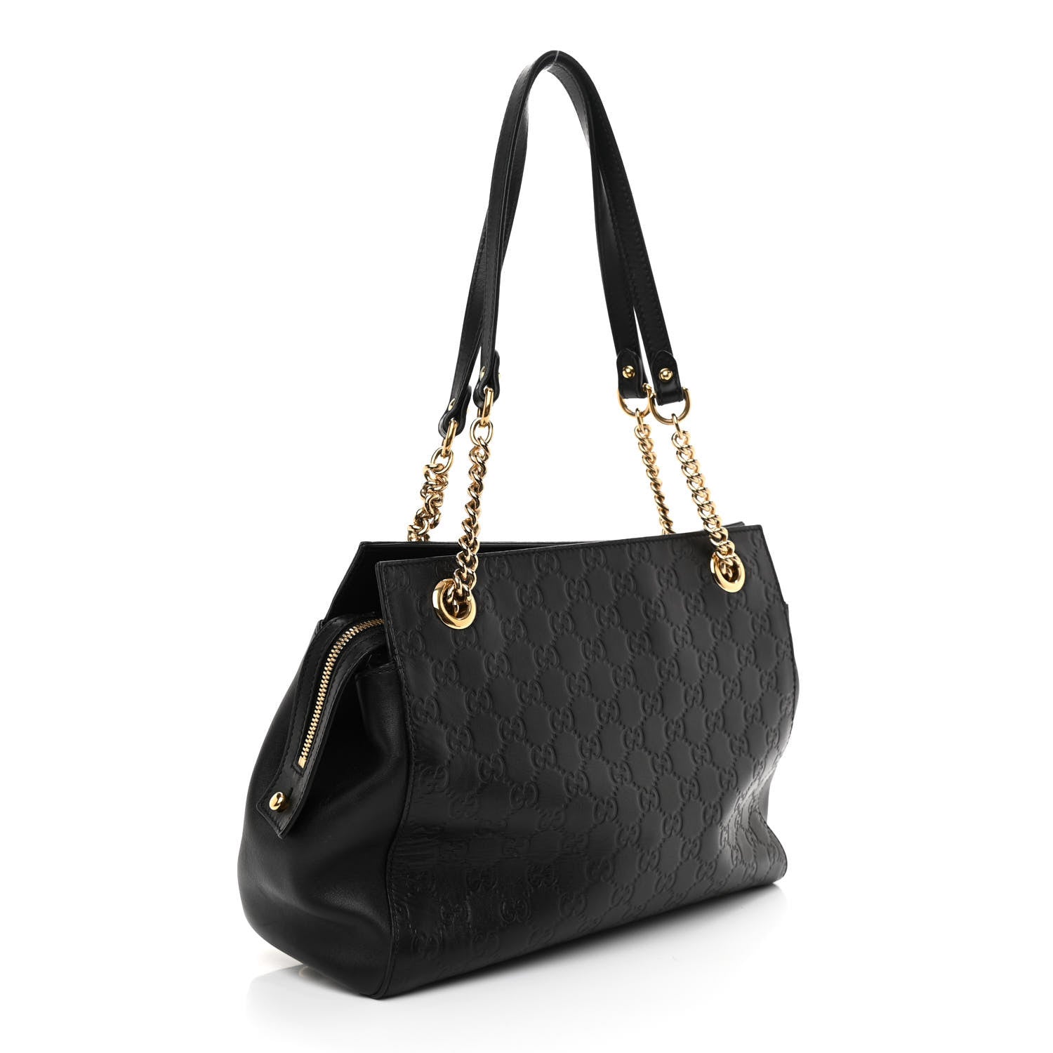 Gucci Guccissima Signature Medium Shoulder Tote Bag Black 3 of 11