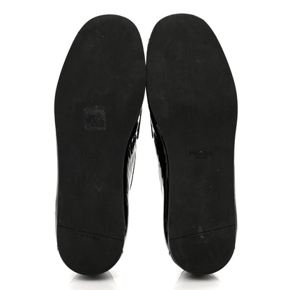 Prada Naplak Metal Triangle Logo Loafers 38 Black 5 of 9