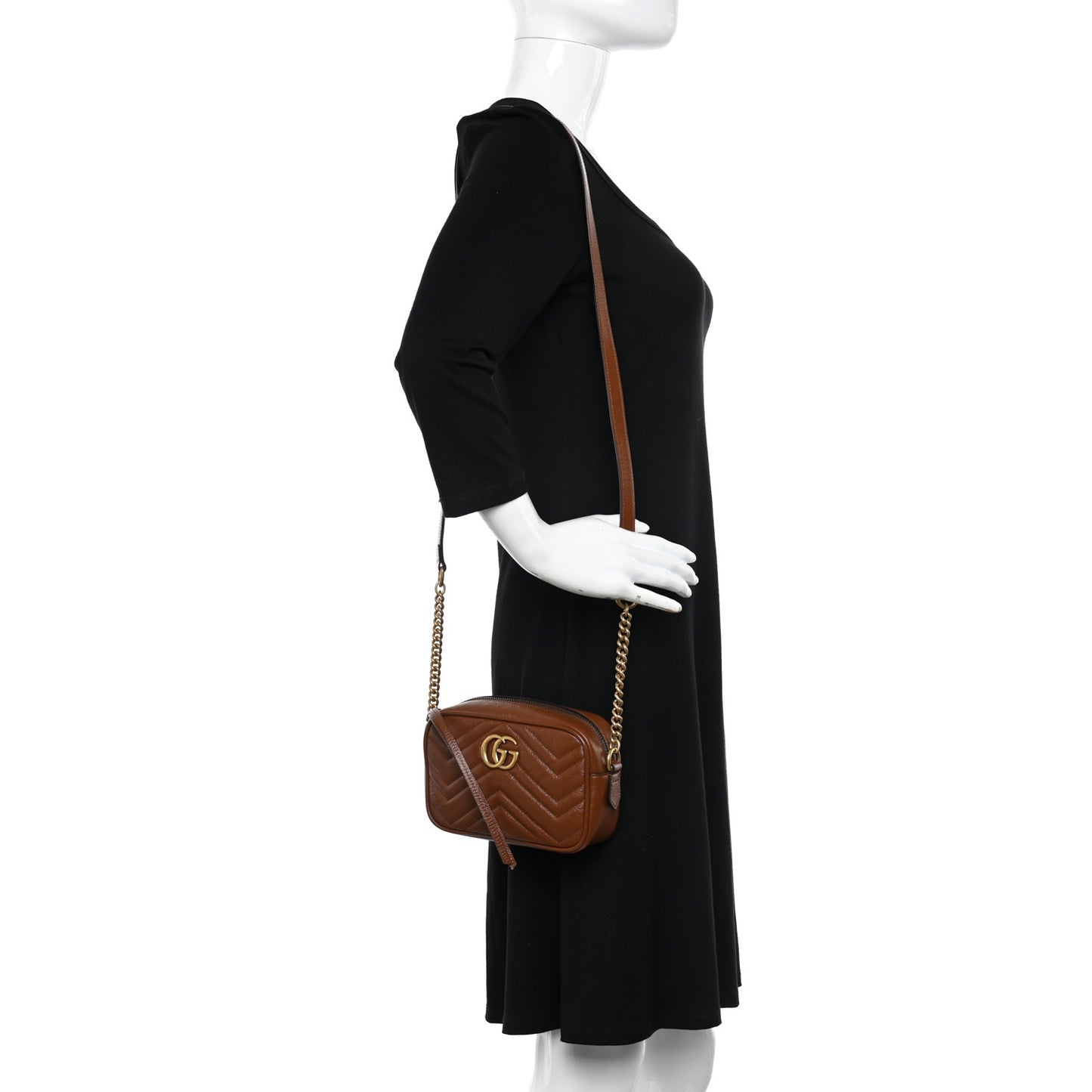 Azalea Calfskin Matelasse Mini GG Marmont Chain Shoulder Bag Cuir