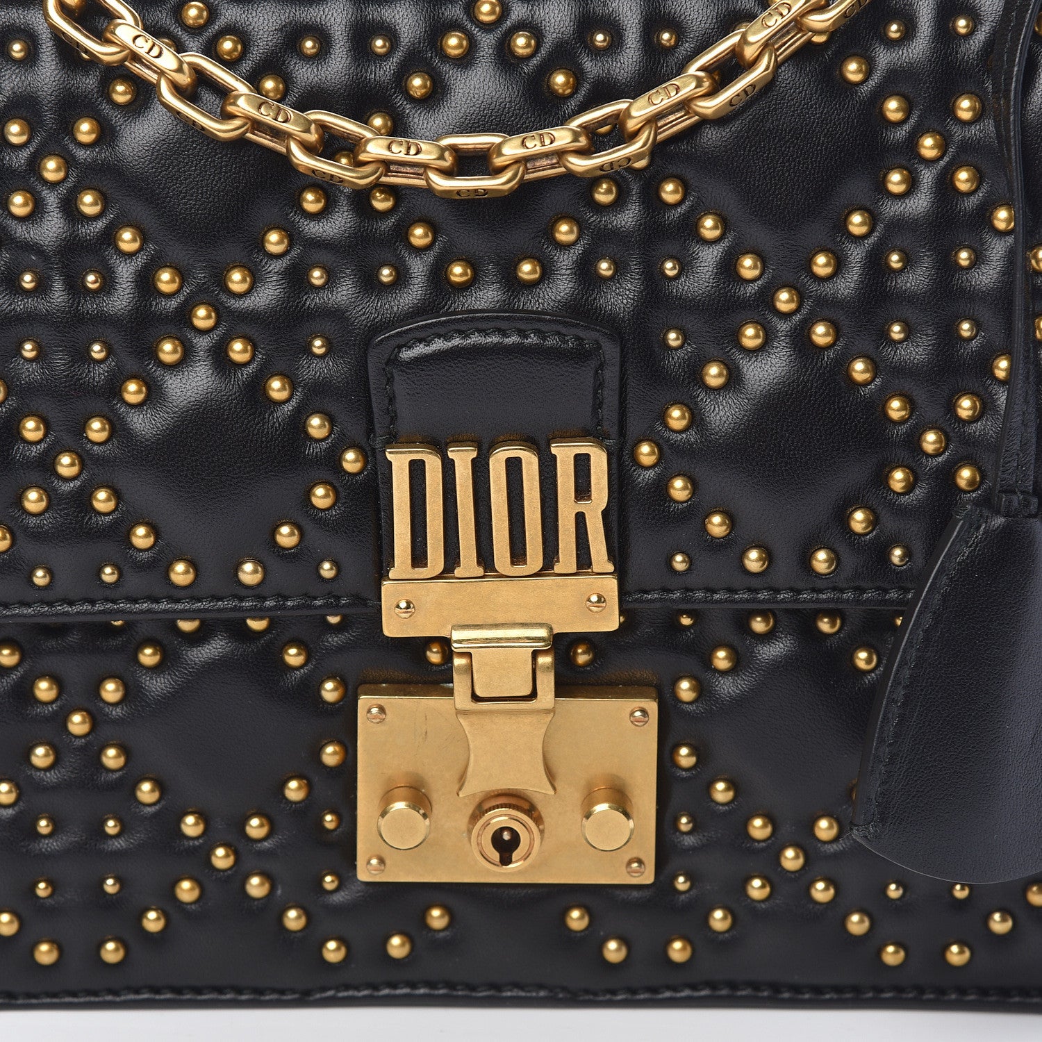 Christian Dior Lambskin Cannage Studded Large Dioraddict Flap Bag Black 7 of 9