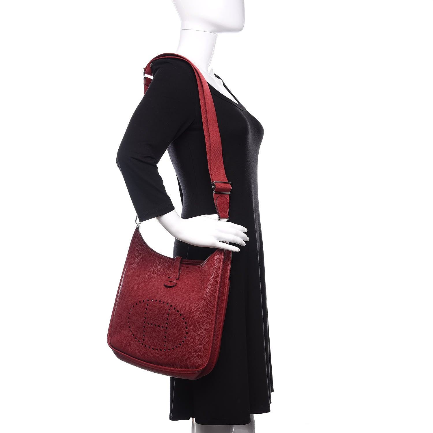 Hermes Taurillon Clemence Evelyne III PM Rouge Grenat 2 of 10