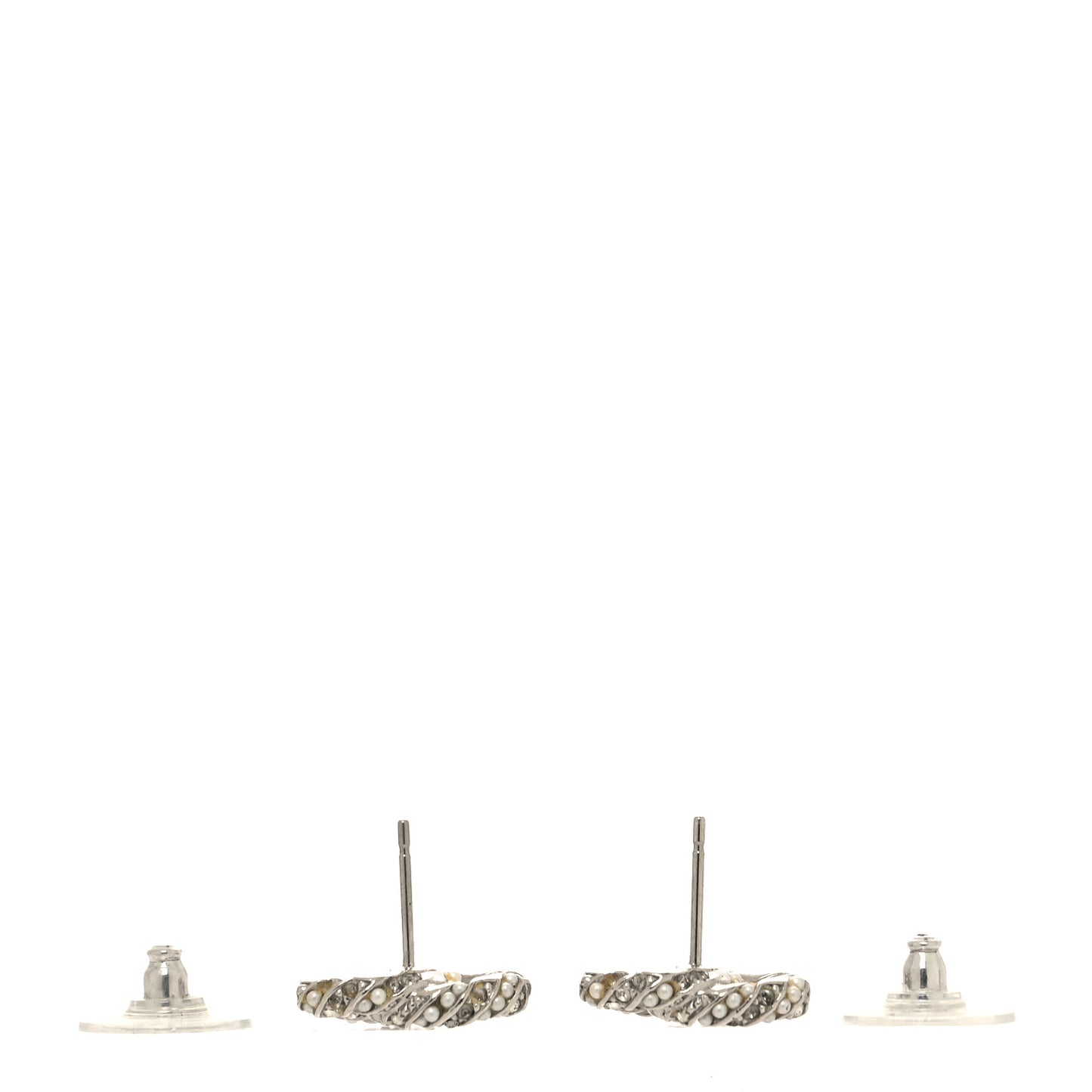 Crystal Twisted CC Earrings Silver