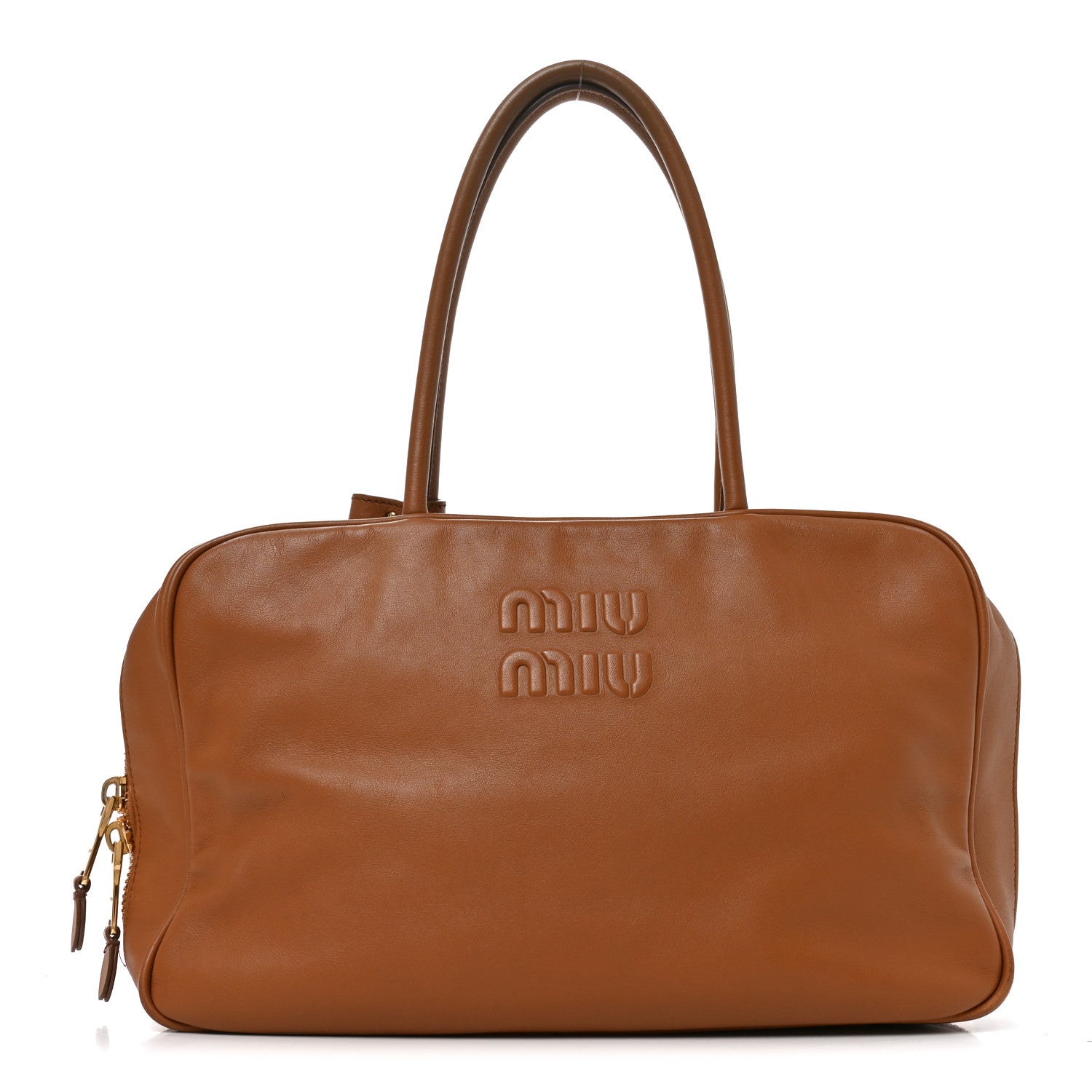 Miu Miu Soft Calf Softy Large Beau Top Handle Bag Cognac 1 of 9