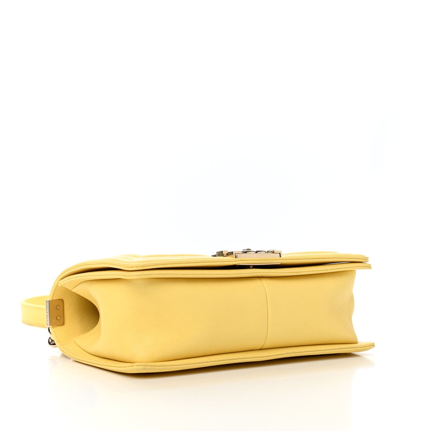 Chanel Caviar Chevron Quilted Medium Boy Flap Yellow 3 of 4