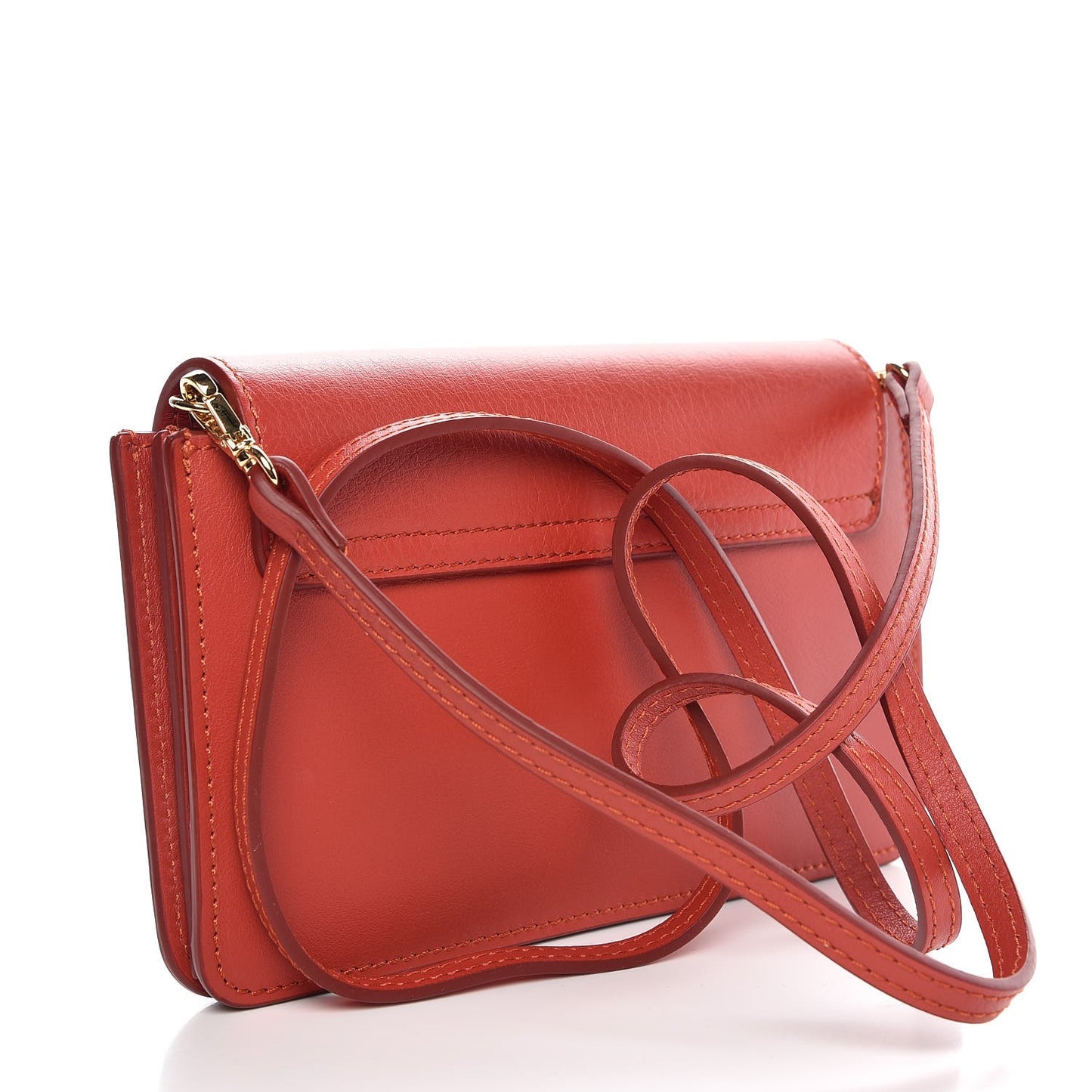 Calfskin Drew Bijou Clutch Earthy Red