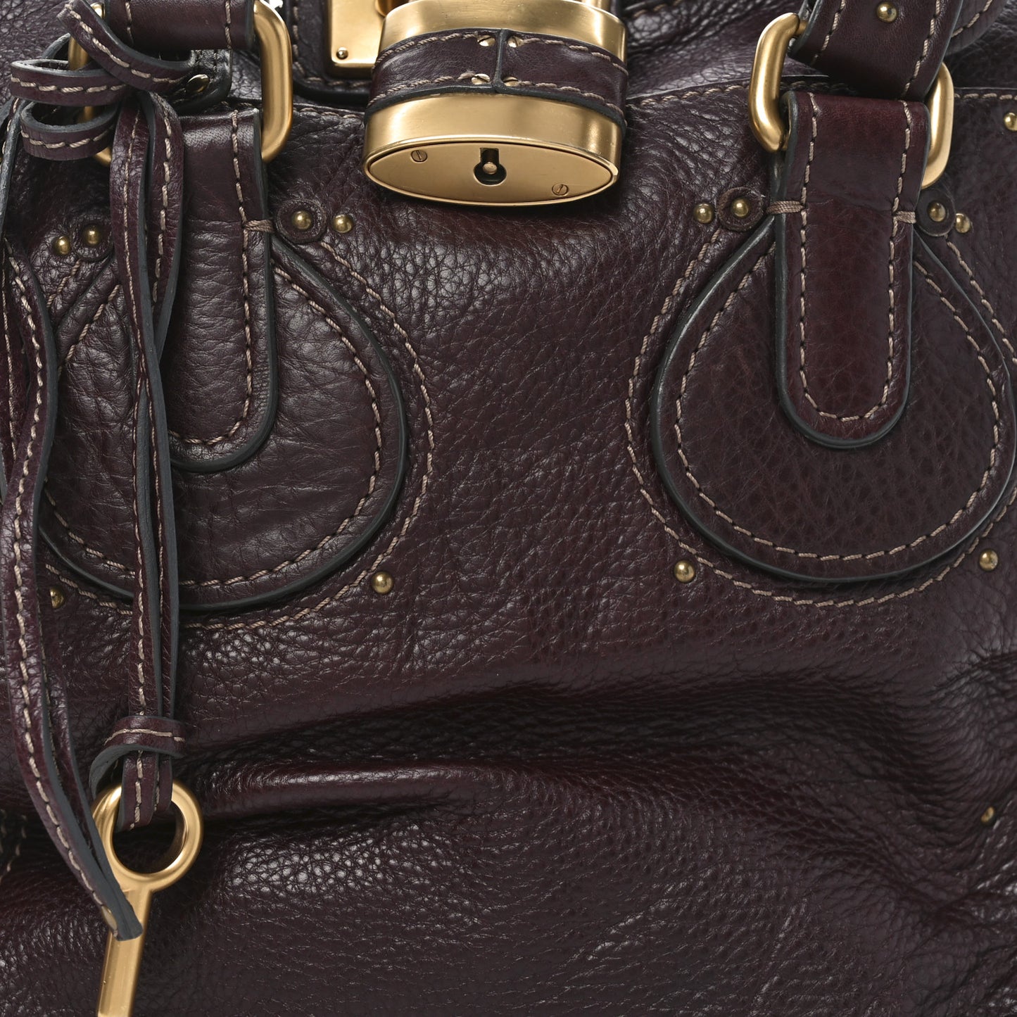 Grained Calfskin Paddington Tote Burgundy