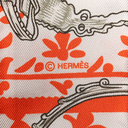 Hermes Silk Etriers Remix Twilly Verveine Orange Kaki 4 of 4