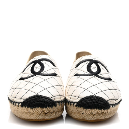 Chanel Lambskin Stitched CC Espadrilles 39 White Black 3 of 14