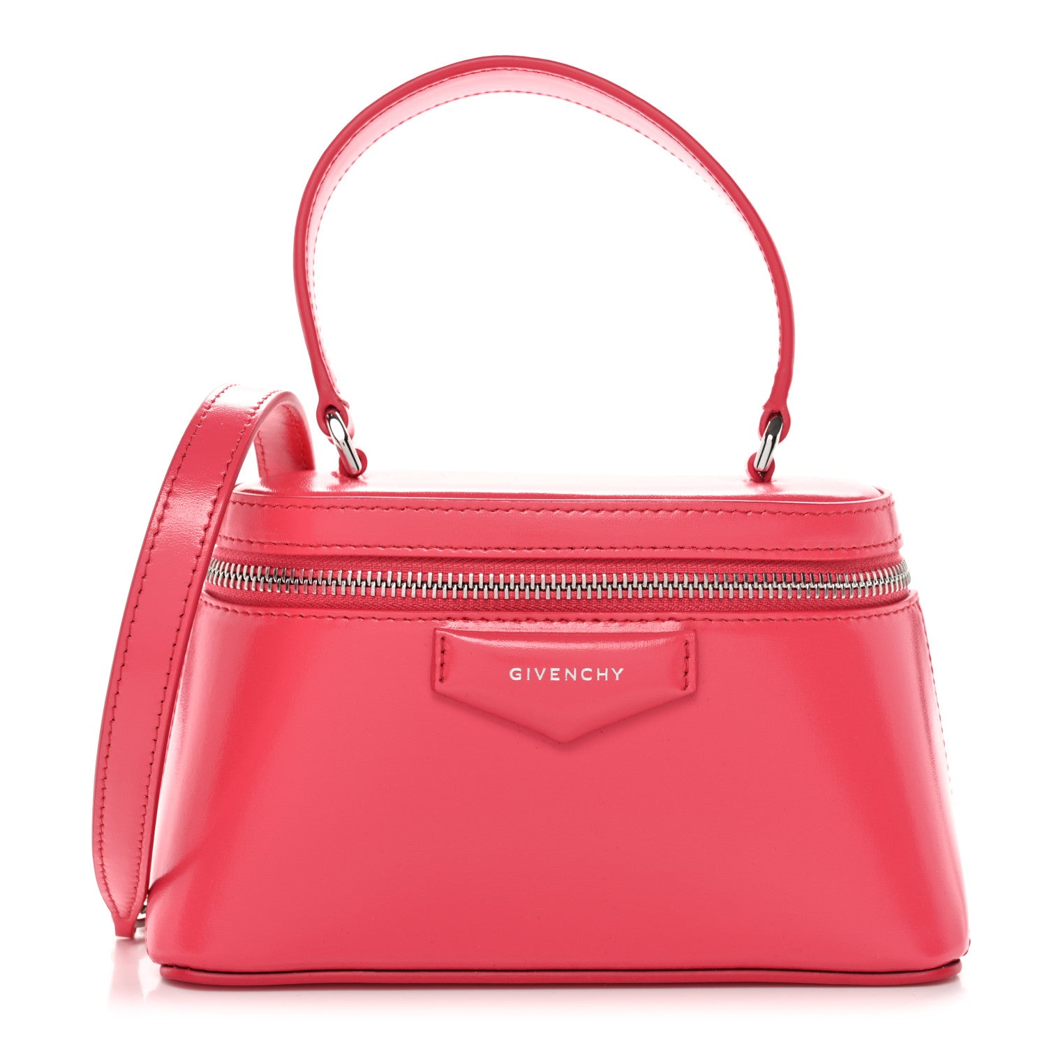 Givenchy Box Calfskin Antigona Vanity Bag With Chain Neon Pink
