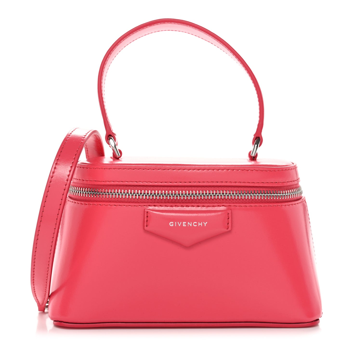 Box Calfskin Antigona Vanity Bag With Chain Neon Pink