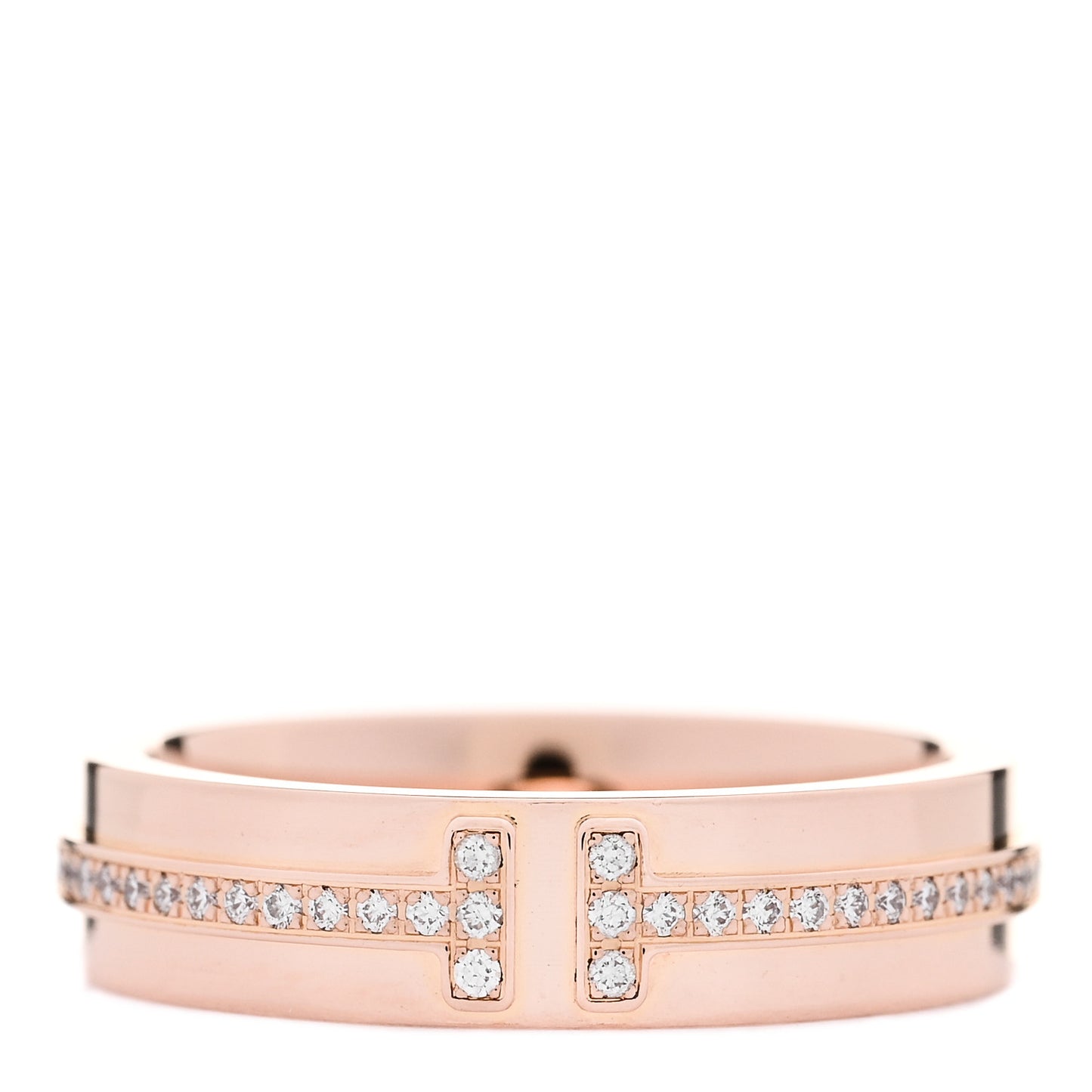 18K Rose Gold Diamond Narrow T Two Ring 48 4.5