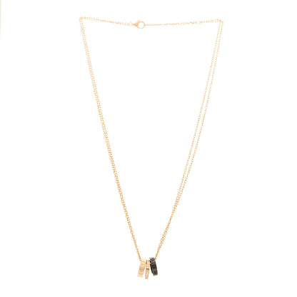 Cartier 18K Pink Gold Ceramic Diamond Three Ring LOVE Pendant Necklace 3 of 5
