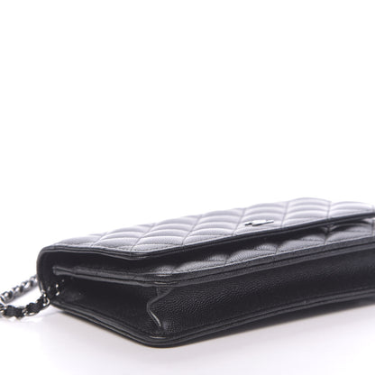 Chanel Iridescent Caviar Quilted Wallet On Chain WOC Black 9 of 12