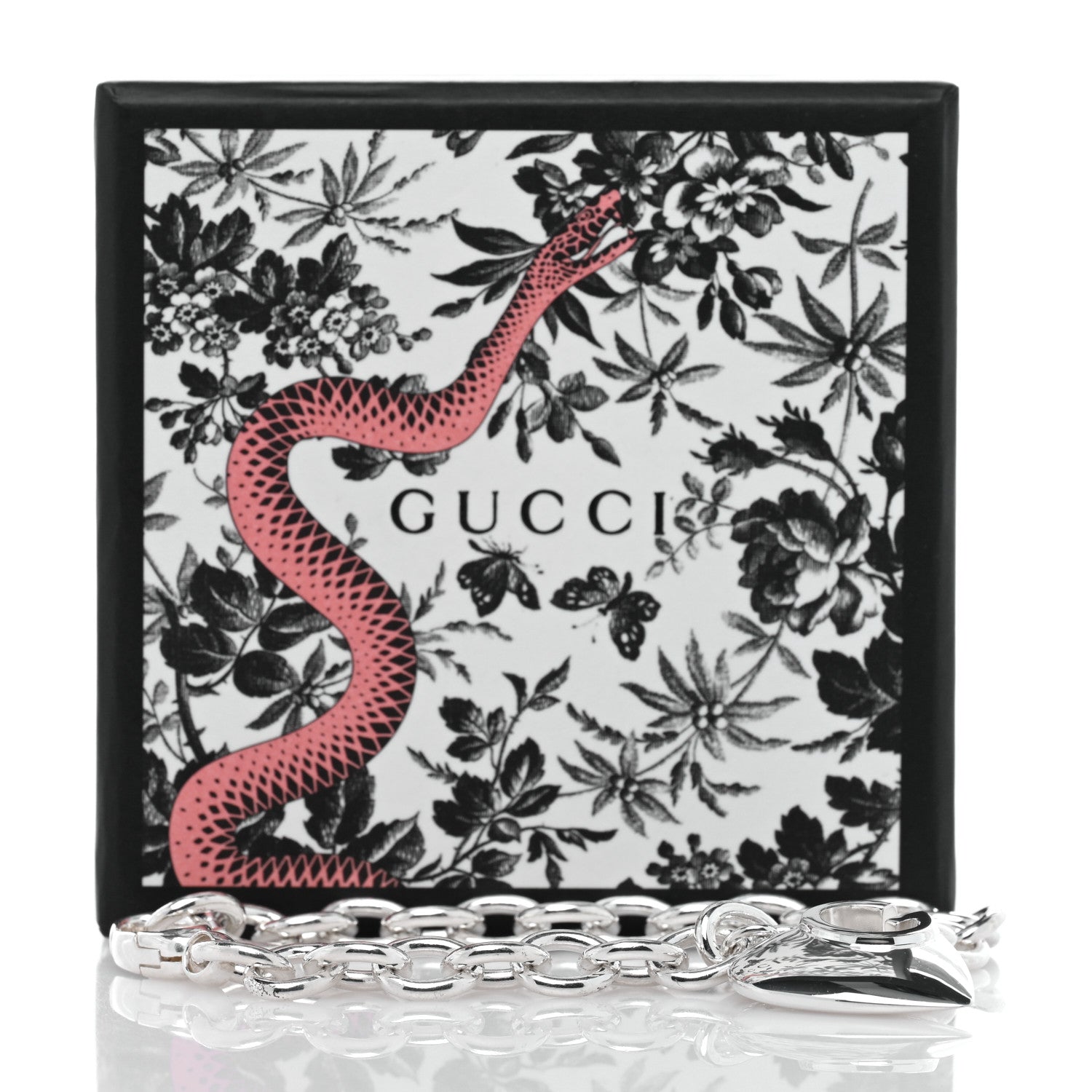 Gucci Sterling Silver G Heart Charm Link Bracelet 4 of 4