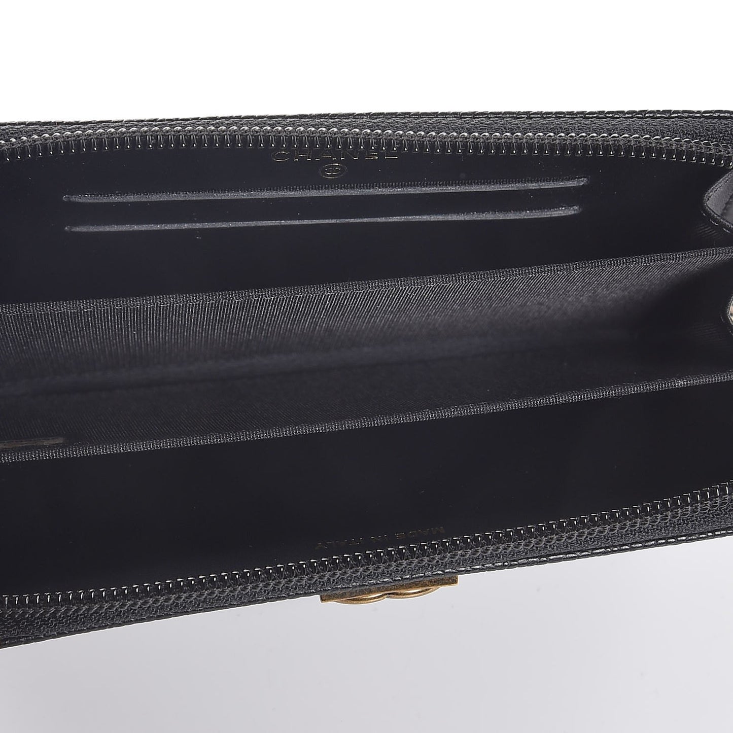 Caviar Quilted Small Boy Zip Around Wallet Black