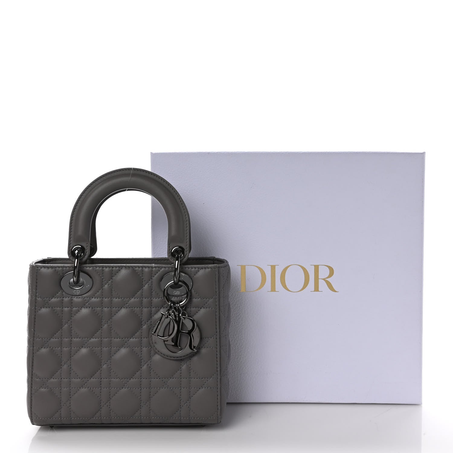 Christian Dior Lambskin Cannage Small My ABCDior Lady Dior Grey 10 of 10