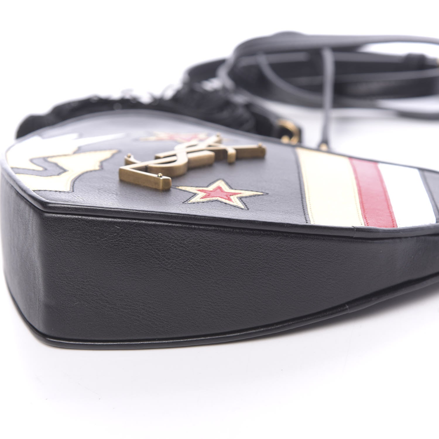 Saint Laurent Calfskin Rock Star Patchwork Monogram Heart Shoulder Bag Black 9 of 9