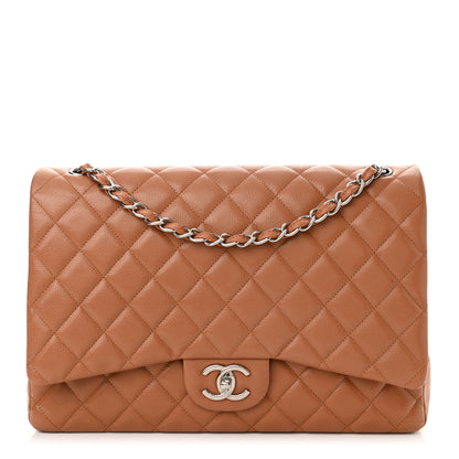 Chanel Caviar Quilted Maxi Double Flap Light Brown 1 of 11