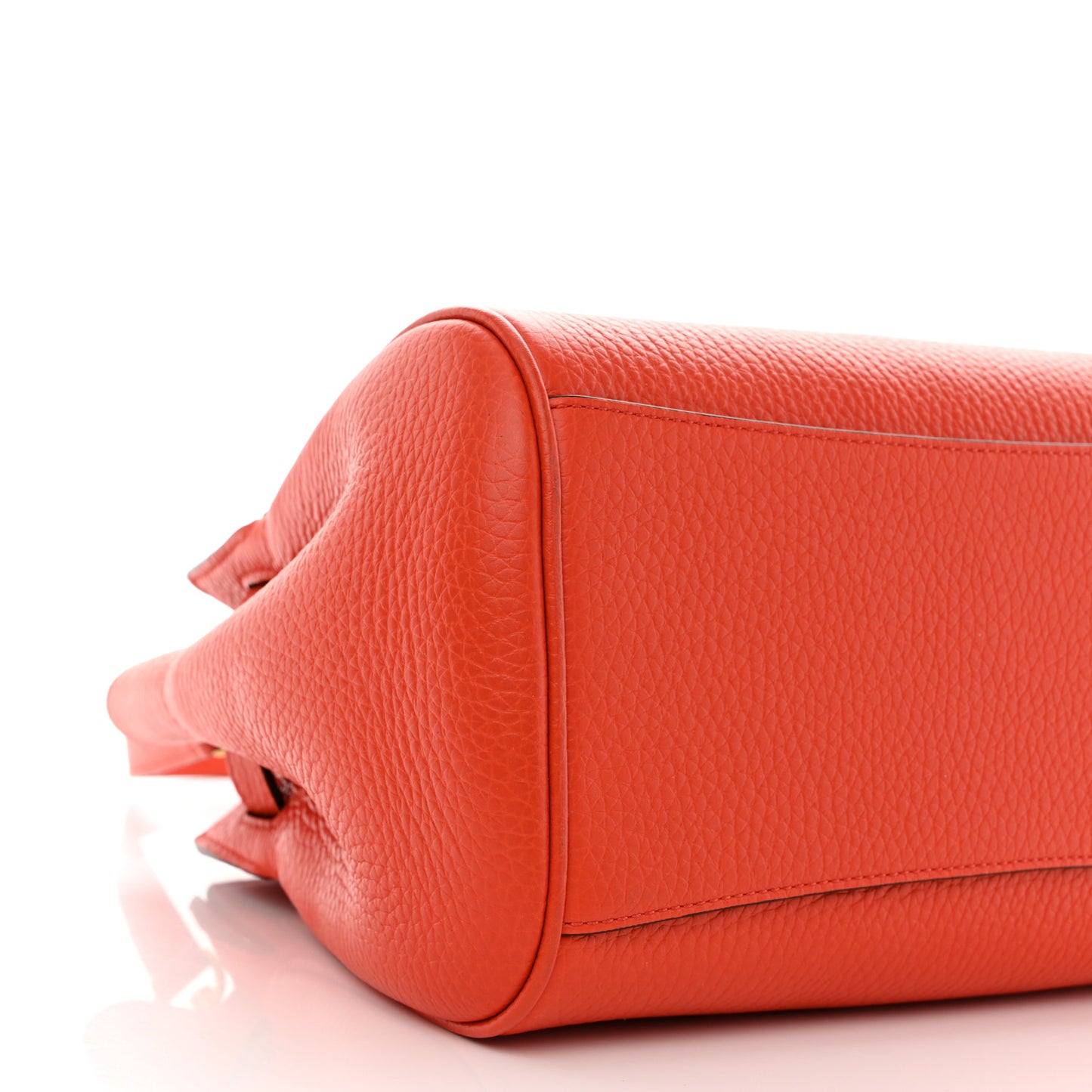 Classic Grain Calfskin Belted Bayswater Tote Coral Orange