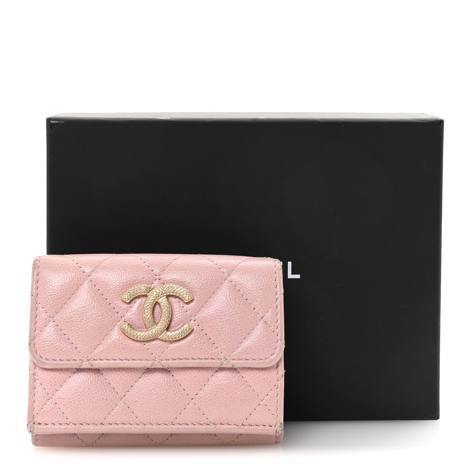 Chanel Caviar Quilted Studded CC Double Flap Wallet Light Pink 9 of 9