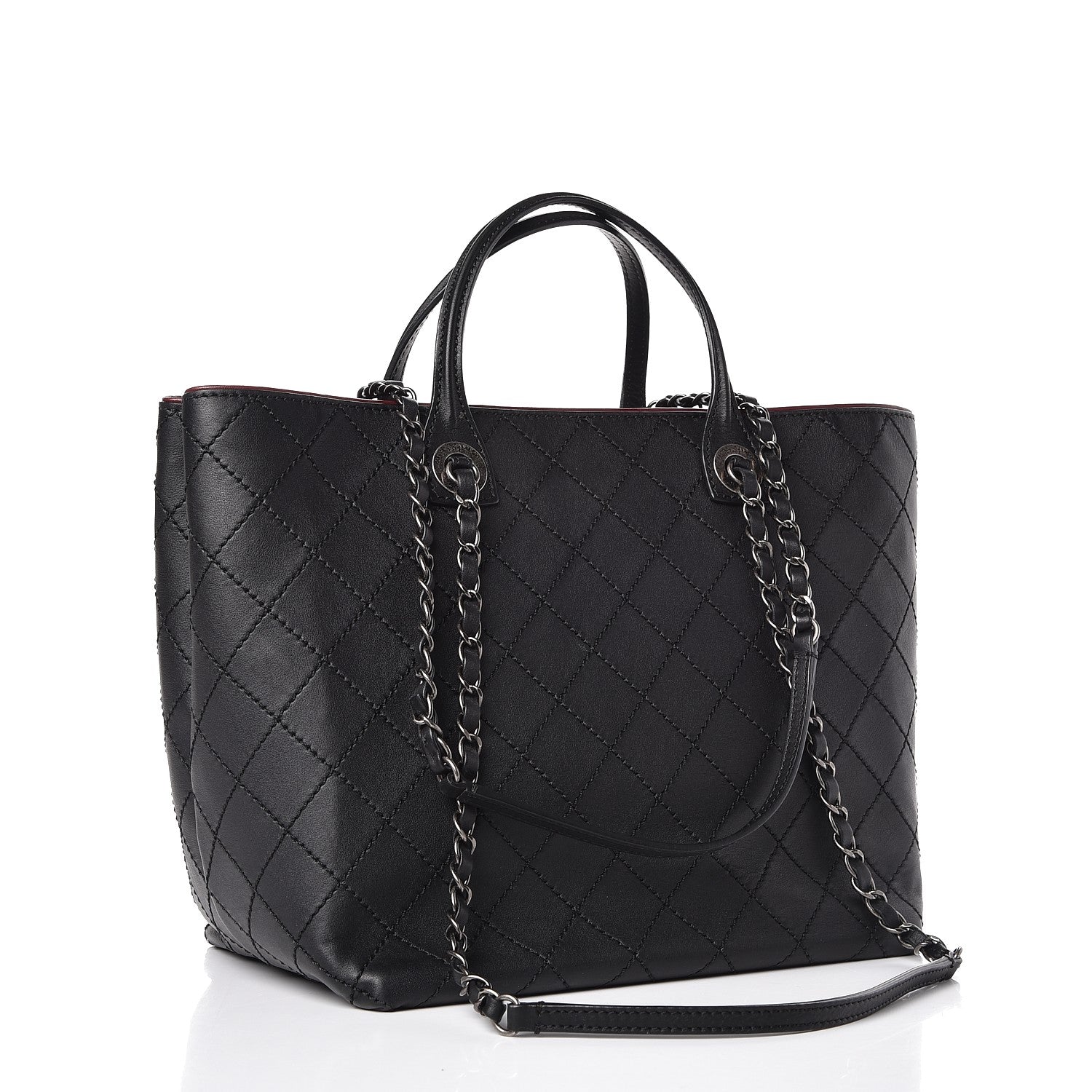 Chanel Calfskin Stitched Medium Shopping Tote Black 3 of 15