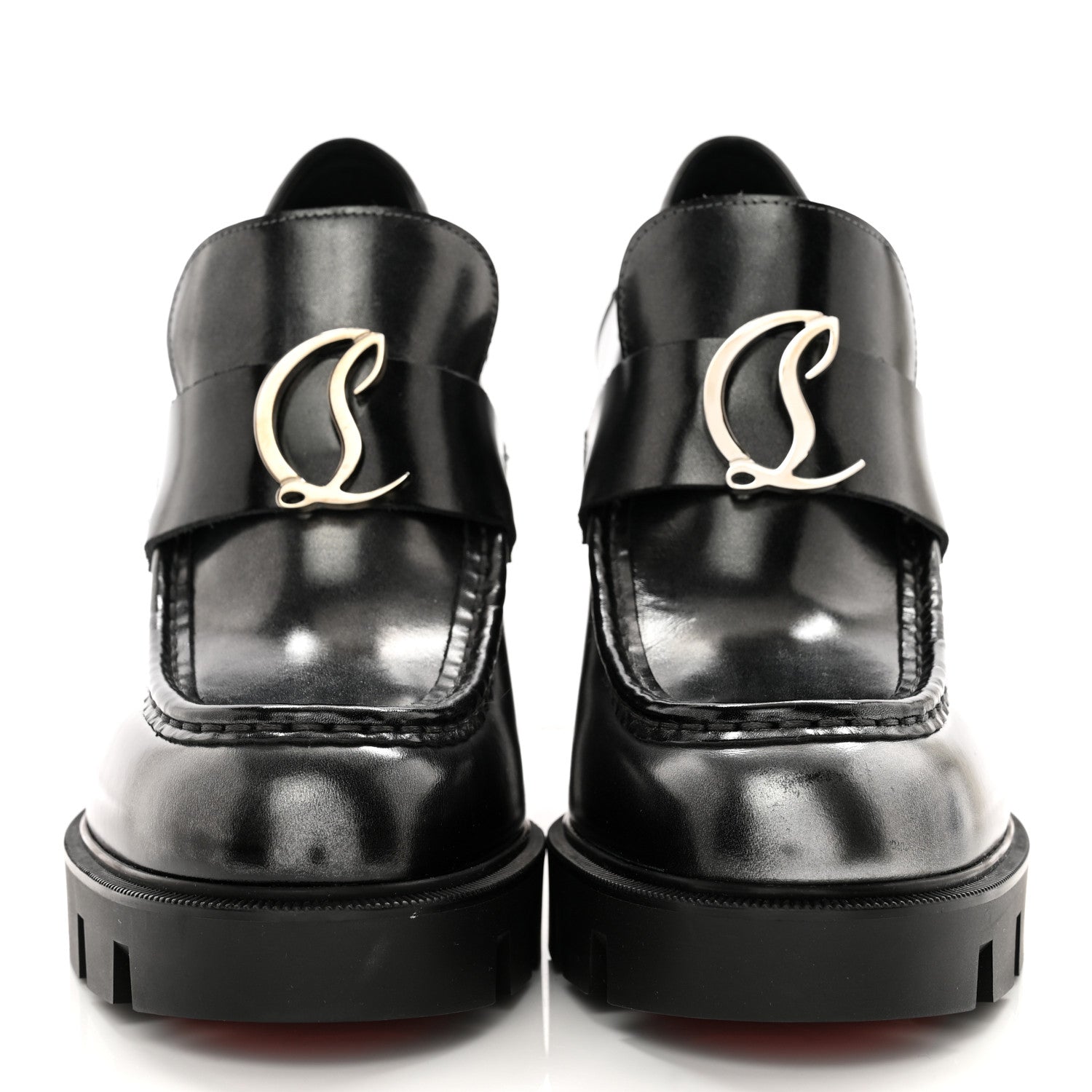 Christian Louboutin Brushed Calfskin Moc Lug Alta 100 Pump 39 39 Black 2 of 8