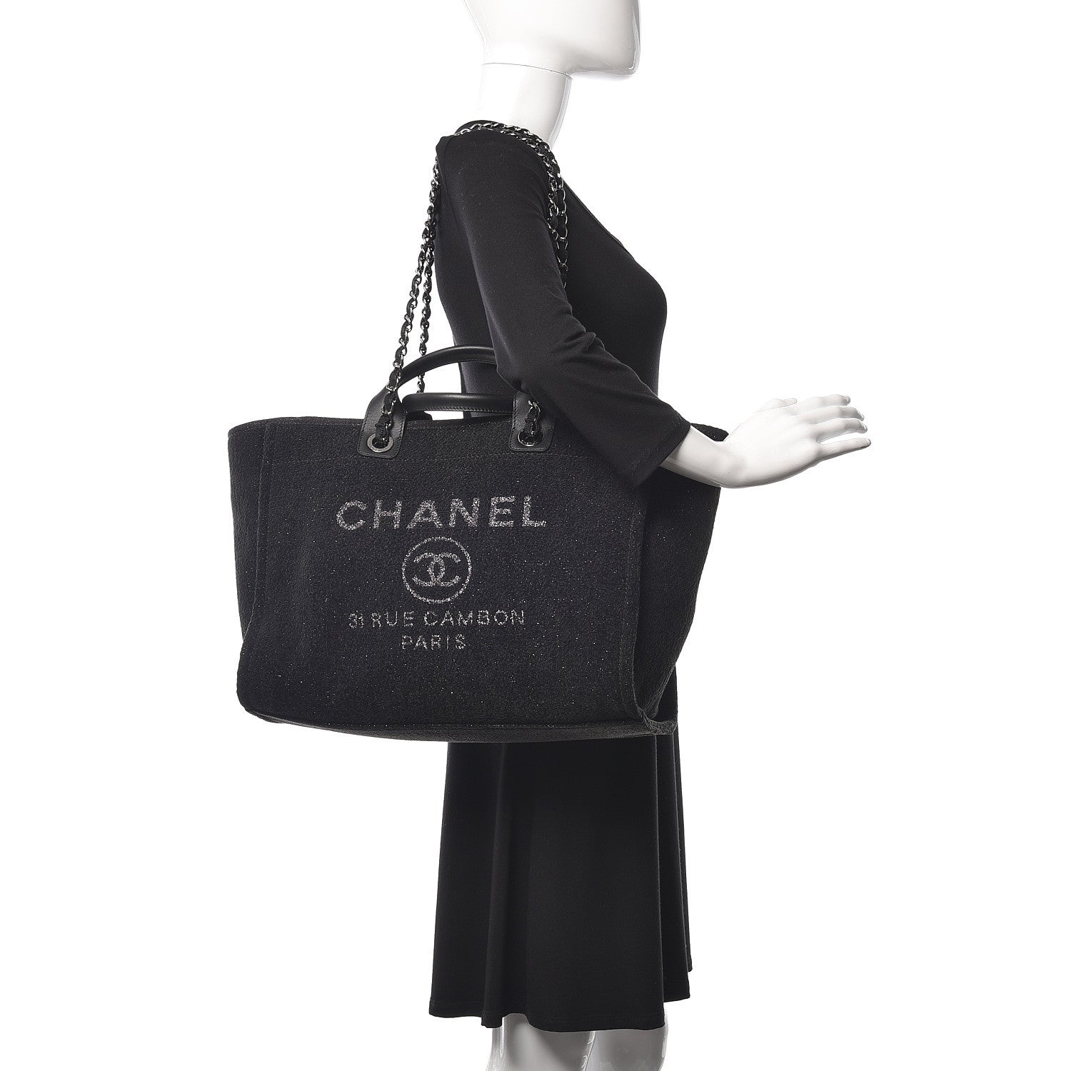 Chanel Woven Straw Raffia Medium Deauville Tote Black 2 of 12