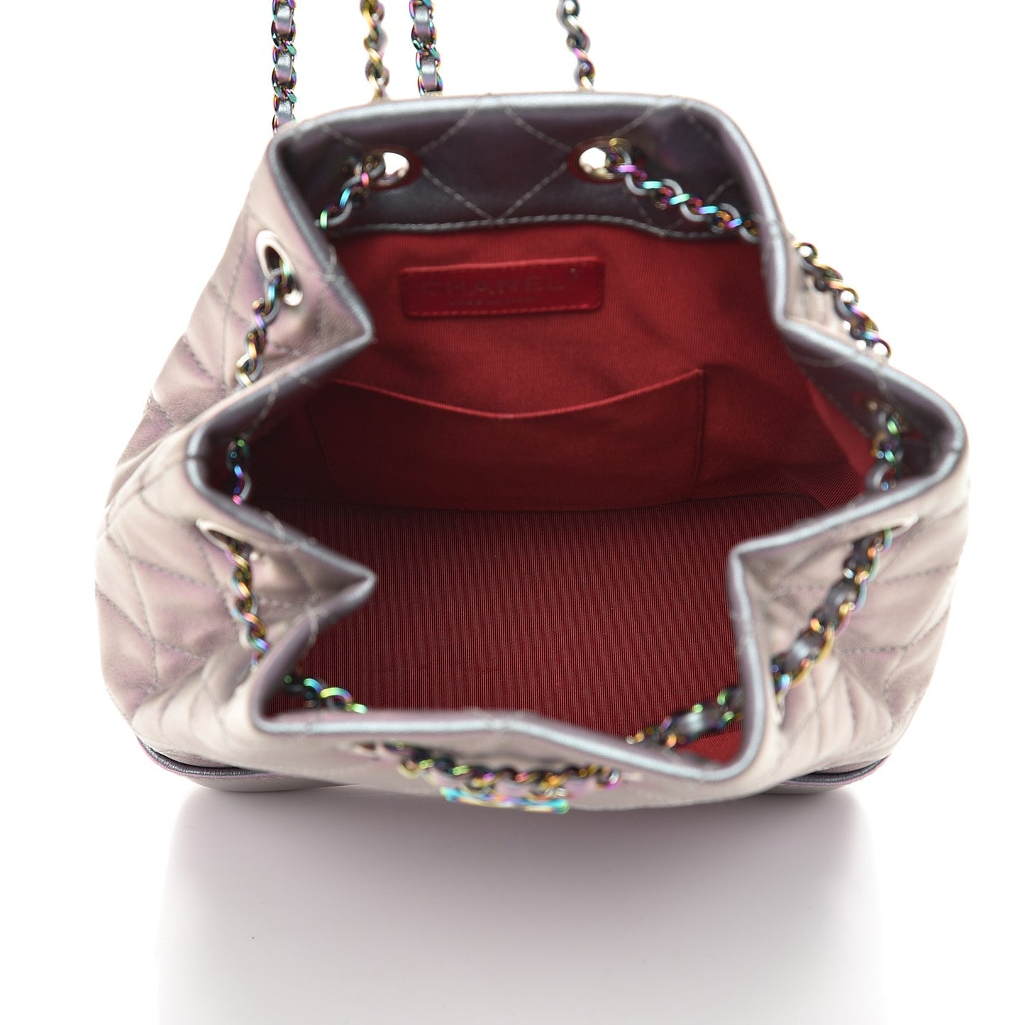 Iridescent Lambskin Calfskin Quilted Gabrielle Backpack Light Purple