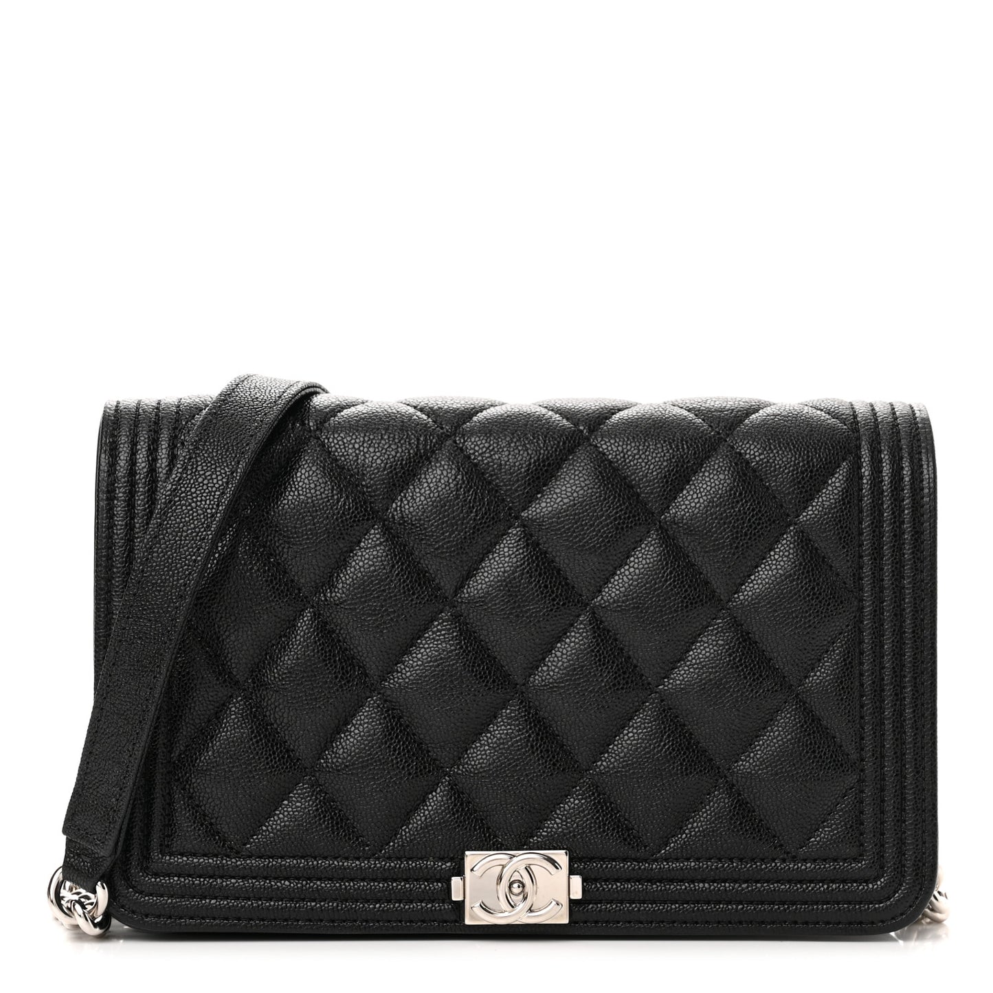 Caviar Quilted Boy Wallet On Chain WOC Black