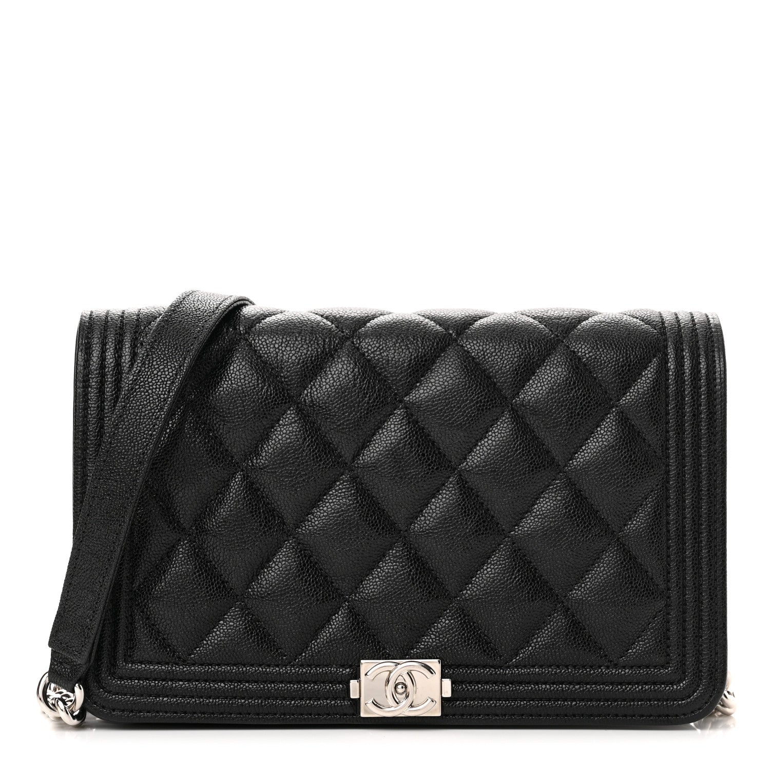 Chanel Caviar Quilted Boy Wallet On Chain WOC Black 1 of 12