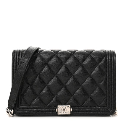 Chanel Caviar Quilted Boy Wallet On Chain WOC Black 1 of 12