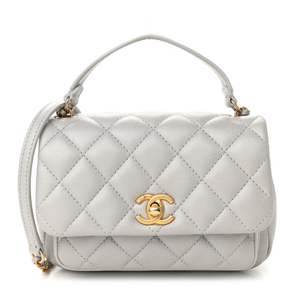 Chanel Calfskin Quilted Top Handle Flap Light Grey 1 of 9