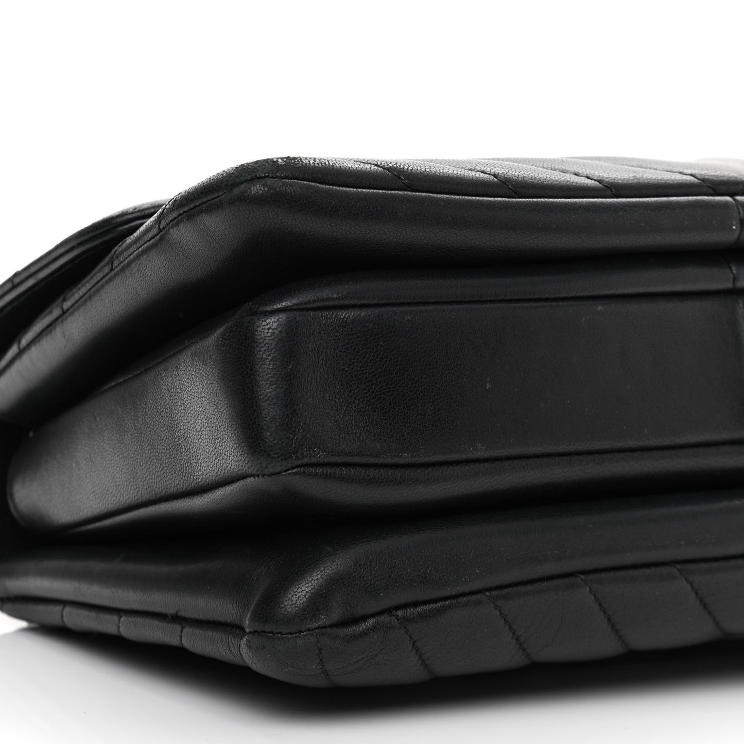 Lambskin Chevron Quilted Small Trendy CC Dual Handle Flap Bag Black