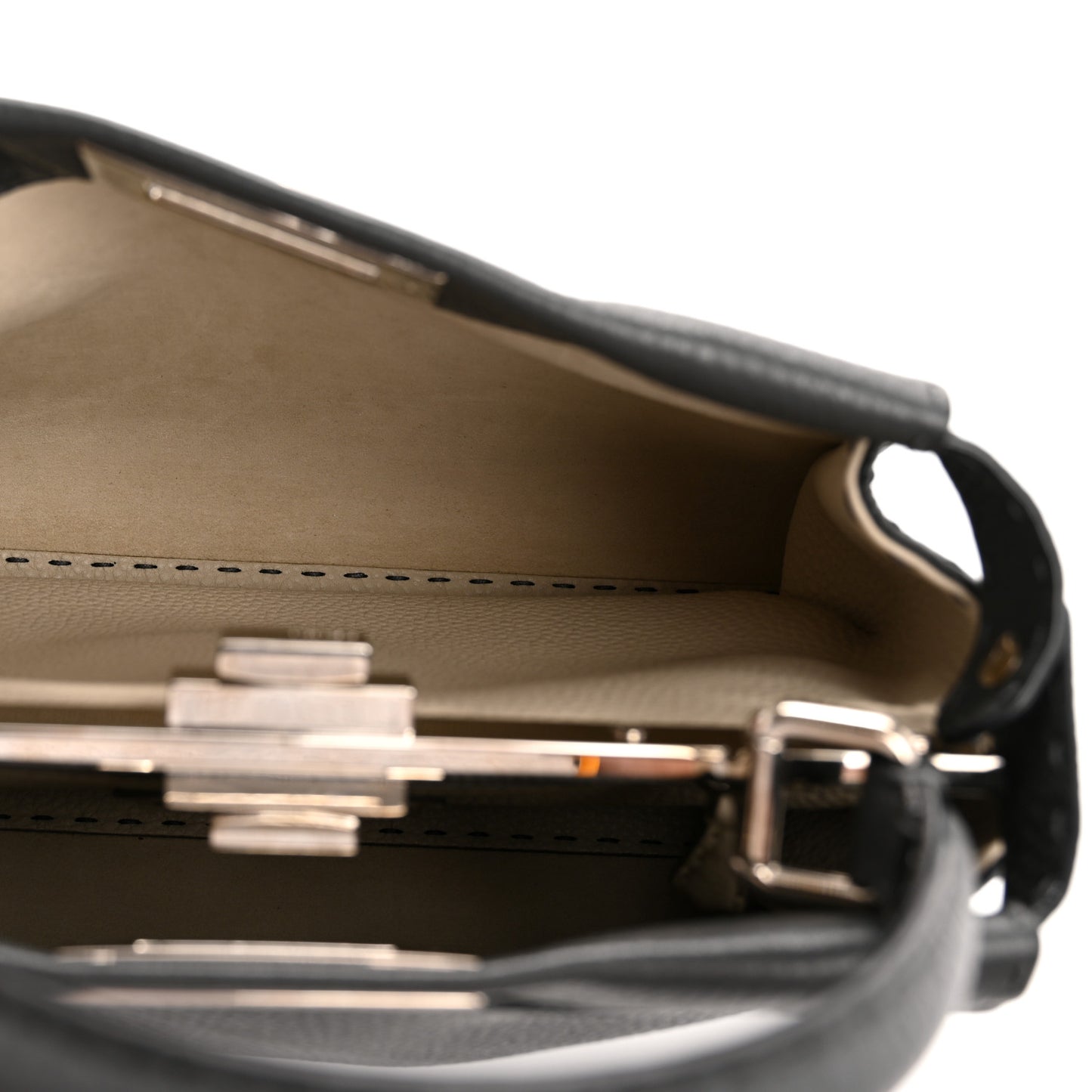 Cuoio Romano Selleria Bi-Color Medium Peekaboo Iconic Satchel Asfalto Latte