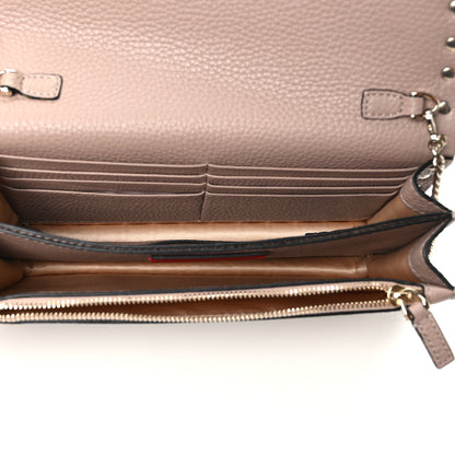 Valentino Garavani Pebbled Calfskin Rockstud Flap Wallet On Chain Poudre 5 of 9