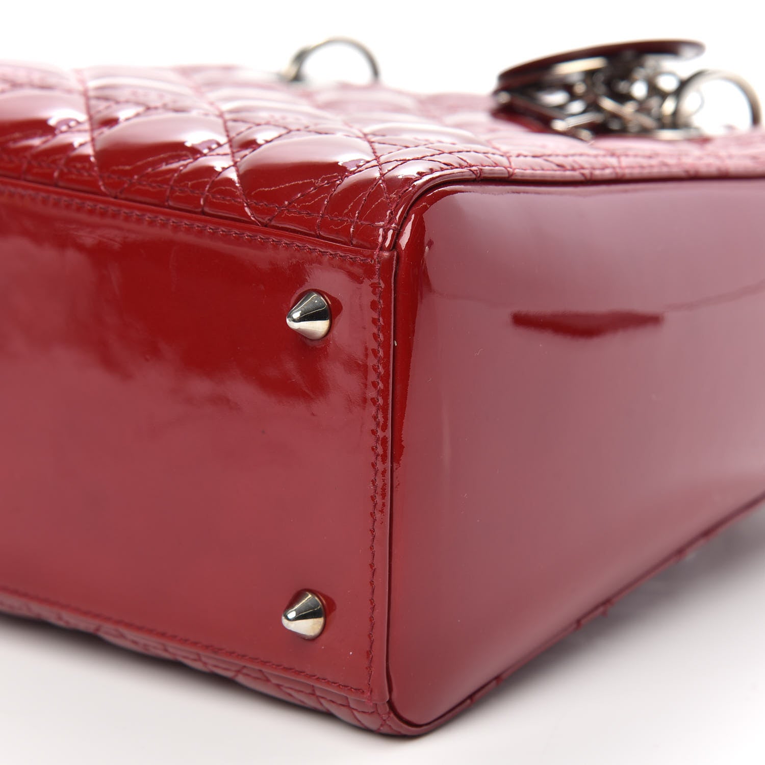 Christian Dior Patent Cannage Medium Lady Dior Red 10 of 11