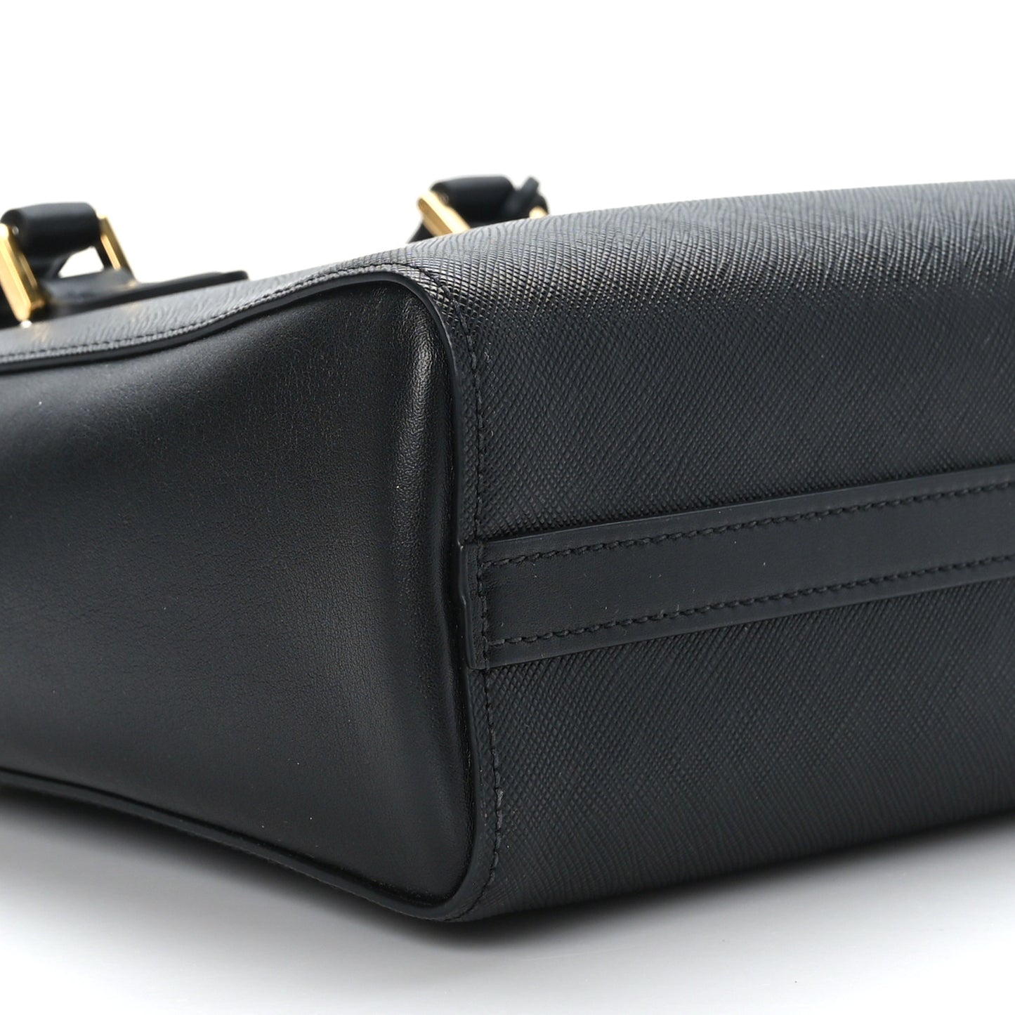 Saffiano Soft Calfskin Small Zippered Tote Black