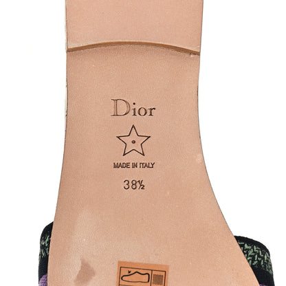 Christian Dior Canvas Embroidered 4 Saisons Dway Flat Slide Sandals 38.5 Lilac 6 of 9