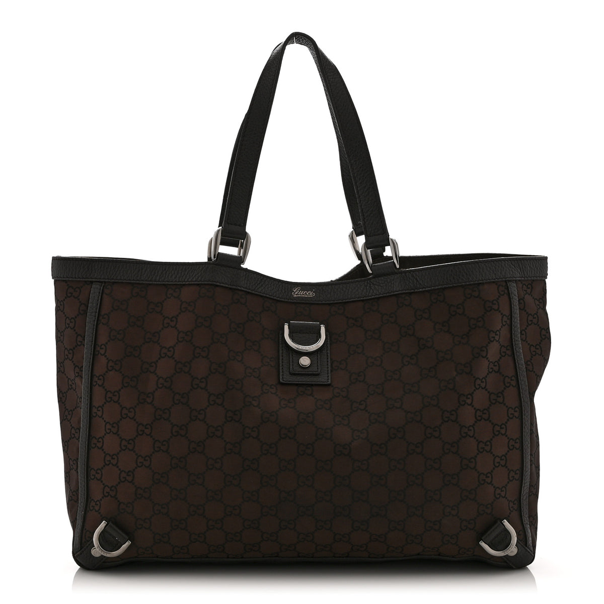 Nylon Monogram Large Abbey Tote Dark Brown
