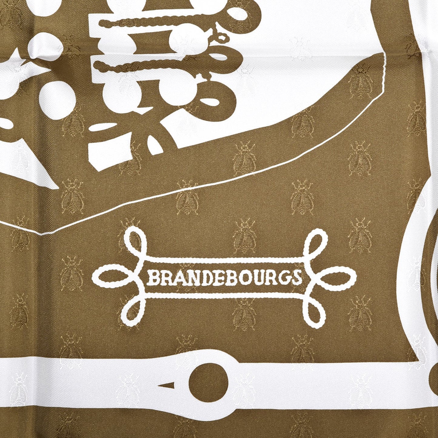 Silk Brandebourgs Tattoo Scarf 90 Kaki White