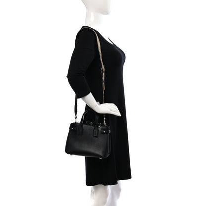Burberry Derby Calfskin House Check Small Banner Tote Black 2 of 12