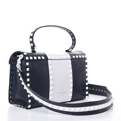 Valentino Garavani Vitello Colorblock Small Free Rockstud Single Handle Flap Bag Marine Optic White 3 of 8