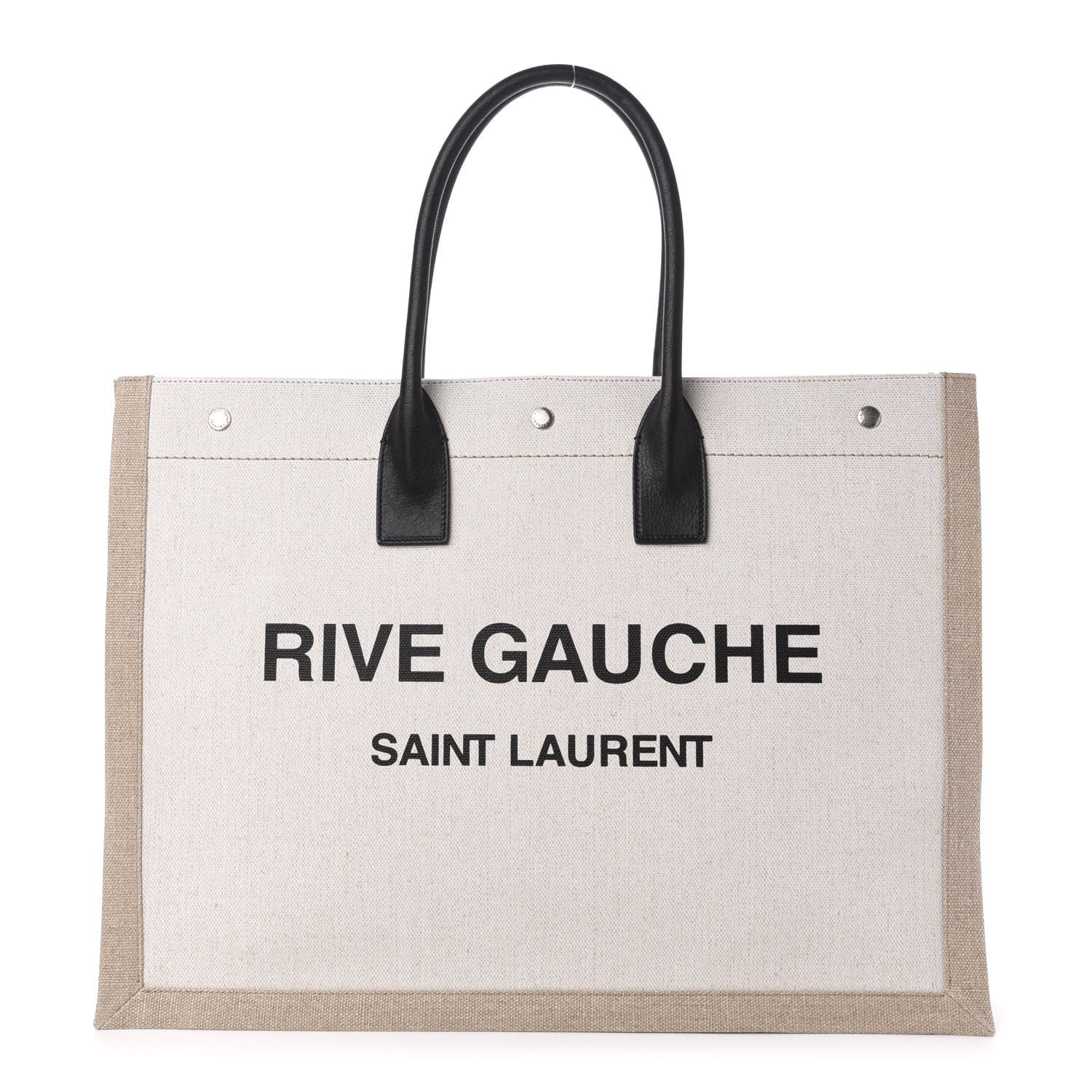 Saint Laurent Linen Calfskin Rive Gauche Tote Optic White 1 of 9