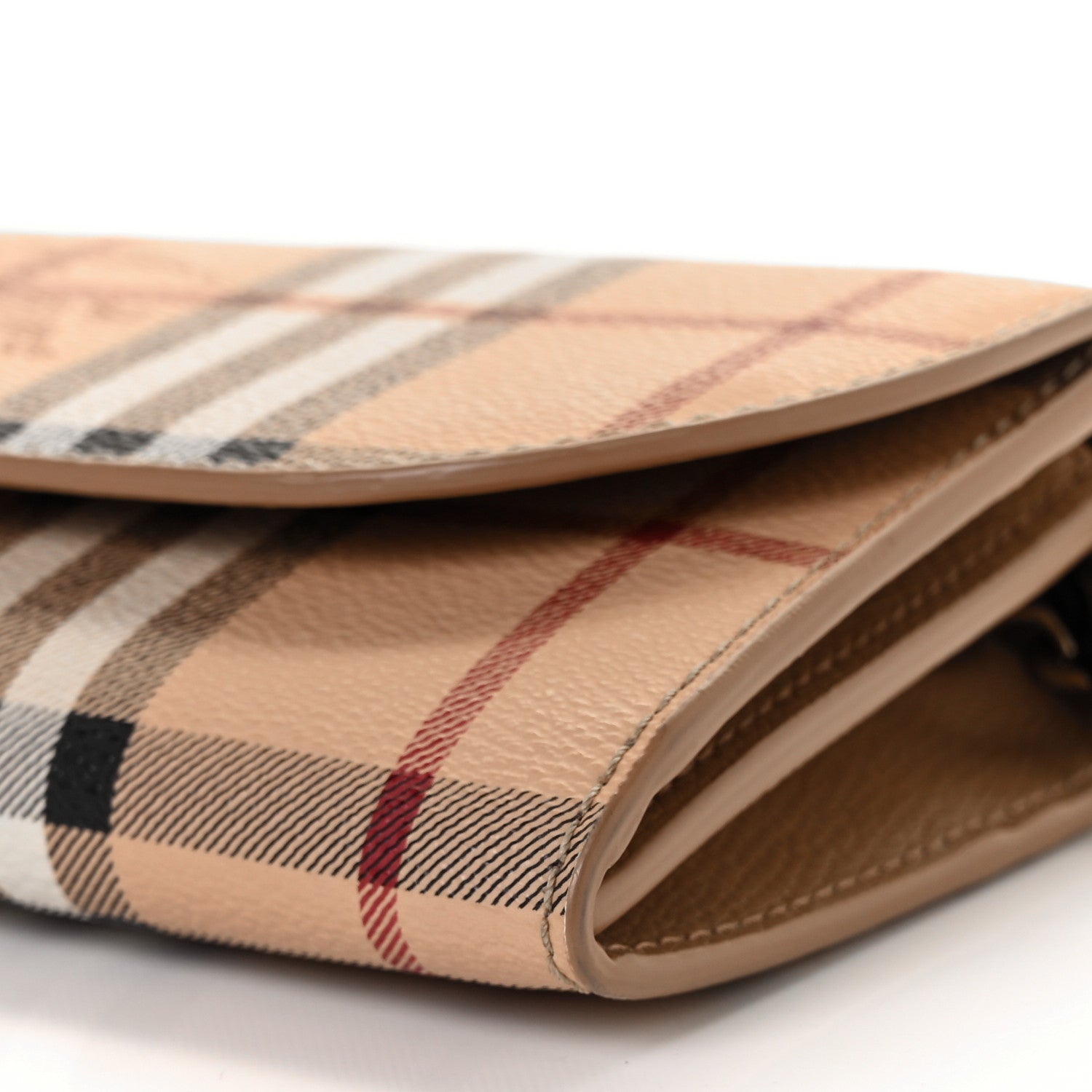 Burberry Haymarket Check Henley Wallet On Chain Mid Camel 8 of 8